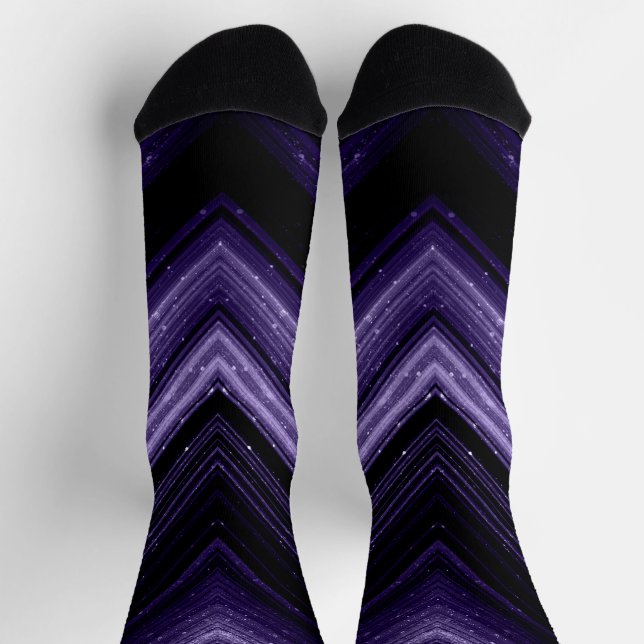 Chaussette Lignes de chevron de galaxie ultra-violet métalliq (Haut)