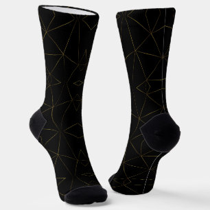 Chaussette Lignes dorées sur fond noir
