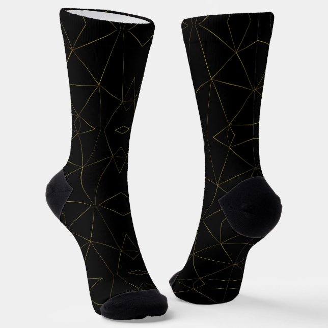 Chaussette Lignes dorées sur fond noir  (Angulaire)