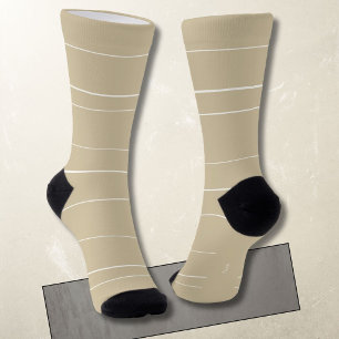 Chaussette Lignes horizontales, bandes blanches sur beige