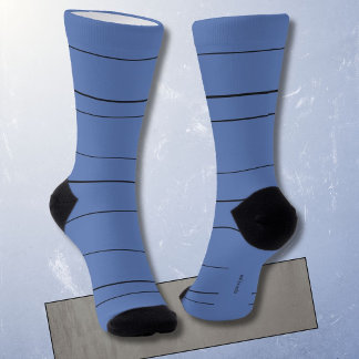 Chaussette Lignes horizontales, bandes noires sur fond bleu