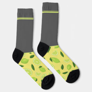 Chaussette Lime jaune sur gris secrètement sauvage