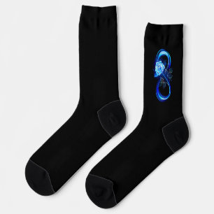 Chaussette L'infini lumineux avec une rose bleue