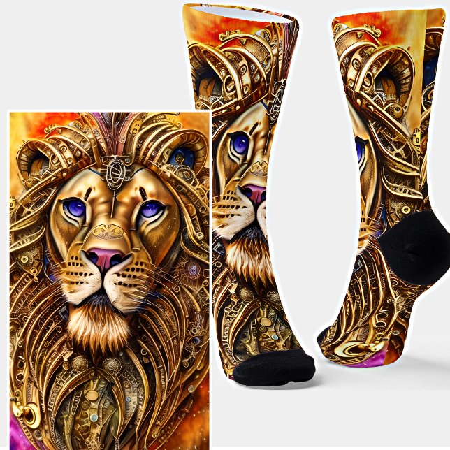 Chaussette Lion d'or vapeur aux yeux bleus (Créateur téléchargé)