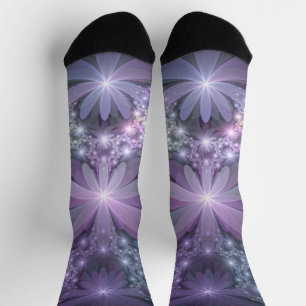 Chaussette Lit de fleurs Art Fractal Abstrait tendance brilla