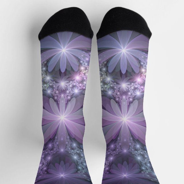 Chaussette Lit de fleurs tendance brillant art abstrait fract (Haut)