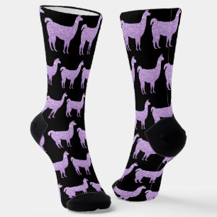 Chaussette Llama Lumière Violet Épercées motif noir