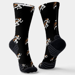 Chaussette Logo de coureur doré Design de mouvement sportif é