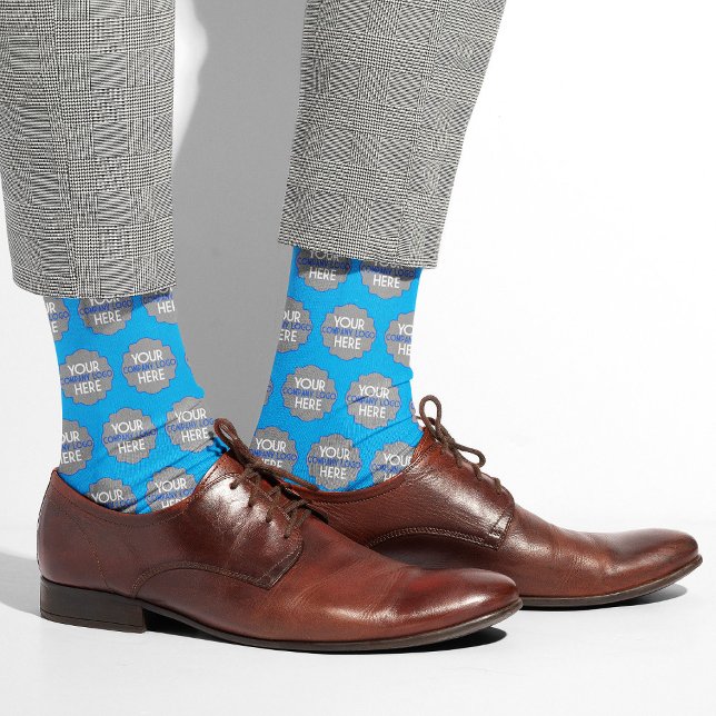 Chaussette Logo de l'entreprise personnalisé Bleu commercial (Créateur téléchargé)