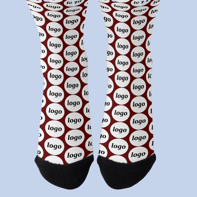 Chaussette Logo simple Motif d'affaires Bourgogne (Simple logo pattern business branding promotional socks)