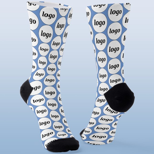 Chaussette Logo simple Motif professionnel bleu (Simple logo pattern business promotional branding socks)
