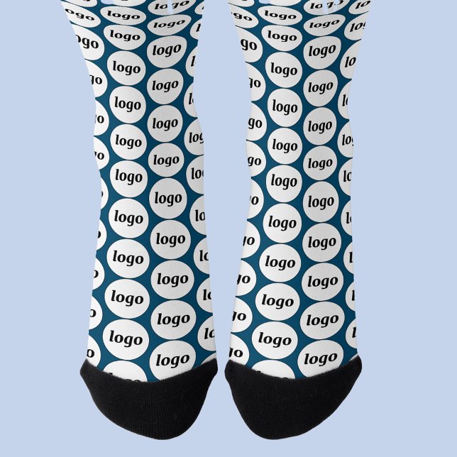 Chaussette Logo simple Motif professionnel Turquoise vert (Simple logo pattern business branding promotional socks)