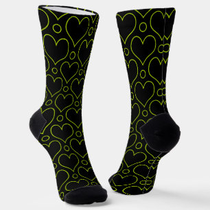 Chaussette Love Hearts & Pois motif en Lime Green