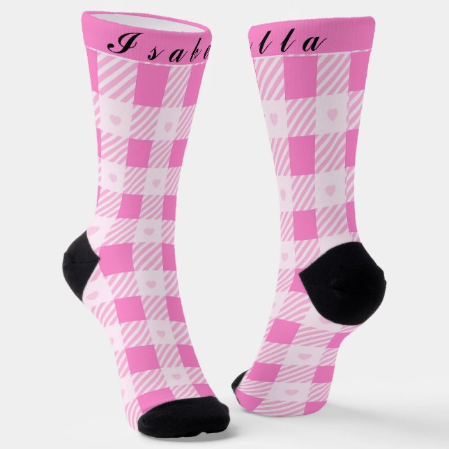 Chaussette Love Plaid Collection rose moderne (Angulaire)