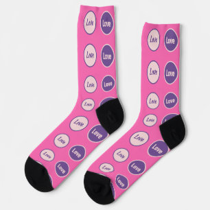 Chaussette Love Rose Chaud Lavender Motif rose pâle
