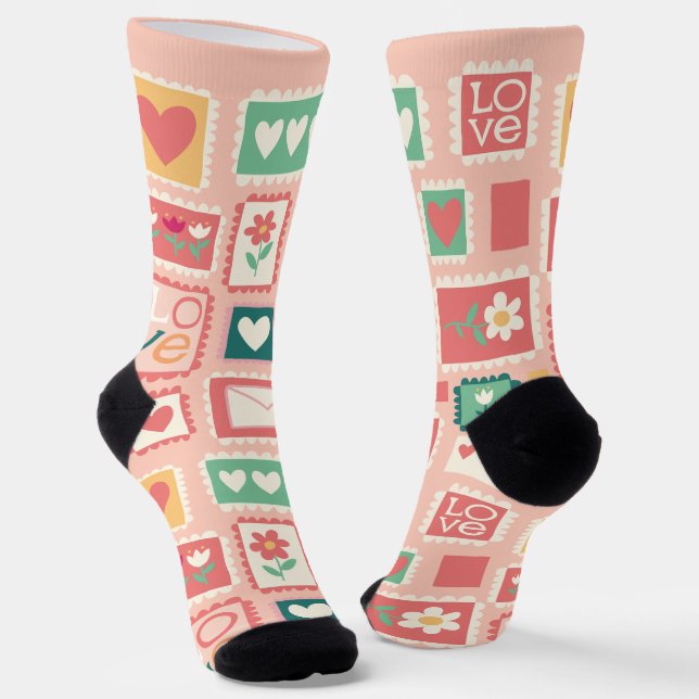 Chaussette Love Stamps Pattern Crew Socks (Angulaire)