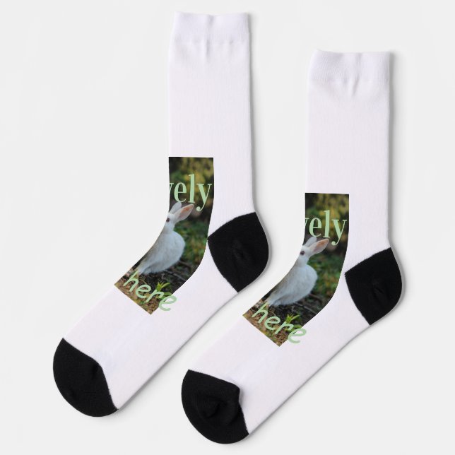 Chaussette Lovely bunny rabbit pet photo name green pastel  (Gauche)