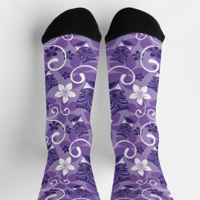 CHAUSSETTE LUAU TIKI MOTIF (PURPLE) (Haut)