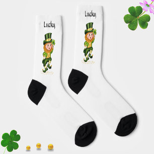 Chaussette Lucky Green Gnome sur blanc
