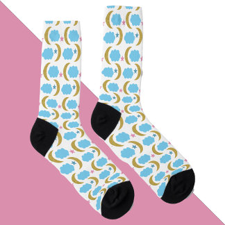 Chaussette Lune Stars Nuages Faux Gold Parties scintillant Bl