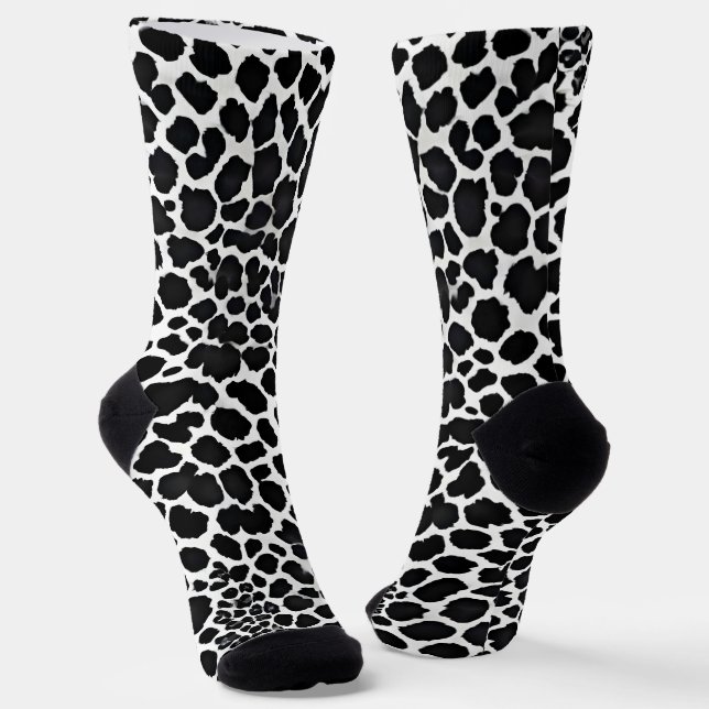 Chaussette Luxe Moderne Léopard Blanc Elégante Collection (Angulaire)