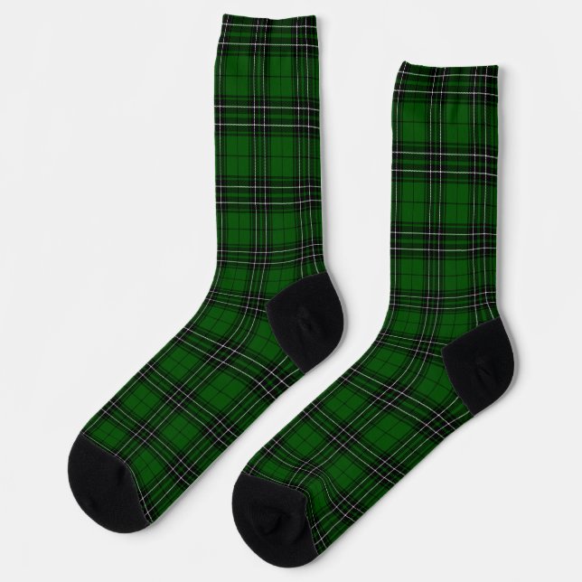 Chaussette MacLean Tartan vert et noir plaid (Gauche)