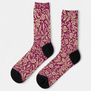 Chaussette Magenta & Faux Gold Vintage motif floral
