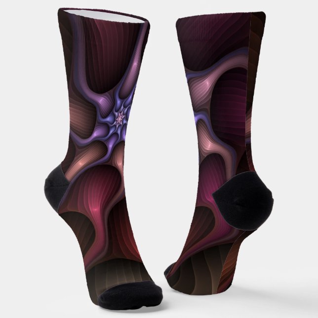 Chaussette Magique brillant Abstrait rayé coloré Fractal (Angulaire)