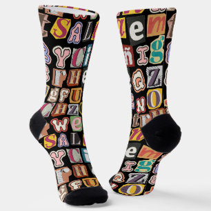 Chaussette Magnifique lettrage coloré Hommes noirs