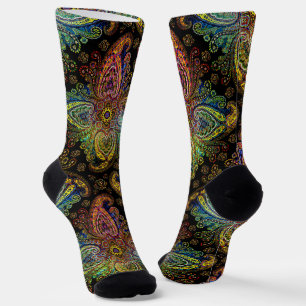 Chaussette Magnifique, Multicolor Paisley sur Noir