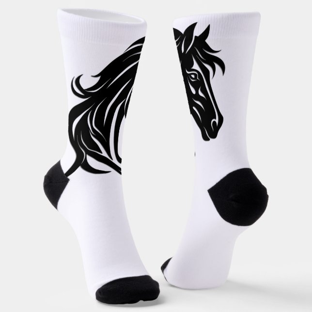 Chaussette Magnifique tête de cheval noir (Angulaire)