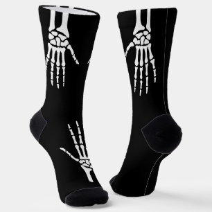 Chaussette Mains de squelette sur fond noir pour Halloween ef