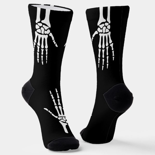 Chaussette Mains de squelette sur fond noir pour Halloween ef (Angulaire)