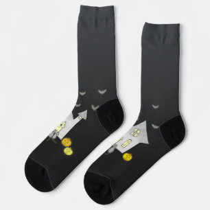 Chaussette Maison d'Halloween, chats noirs, chauves-souris, c