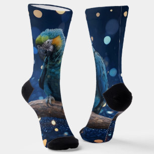 Chaussette Majesté Bleue : La Macaw Bleue Sur Dreamy Blue Bok