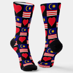 Chaussette Malaisie Drapeau de coeur Motif amusant Malaysian 
