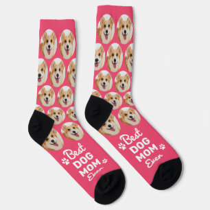 Chaussette MAMAN CHIEN Motif Rose Chic Personnalisé Photo de