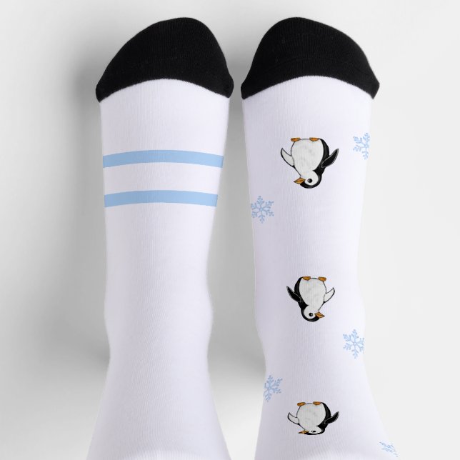Chaussette Manchot Adorable et Dodu avec Flocons de Neige (Haut)