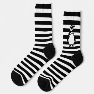 Chaussette Manchot noir et blanc et rayures