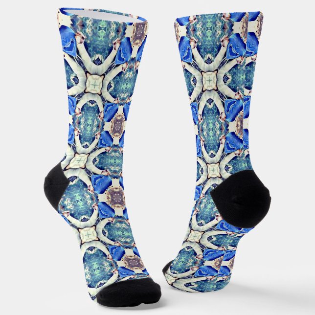 Chaussette mandala coeurs motif bleu Thunder_Cove (Angulaire)