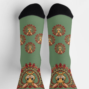 Chaussette Mandala de lapin vert