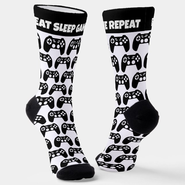 Chaussette Mangez Sleep Game Répétez des chaussettes drôles c (Angulaire)