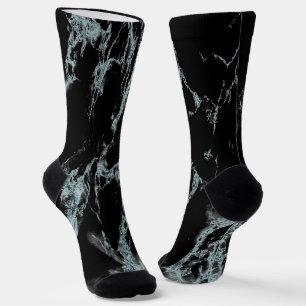 Chaussette Marbre aspect veiné de turquoise clair et noir