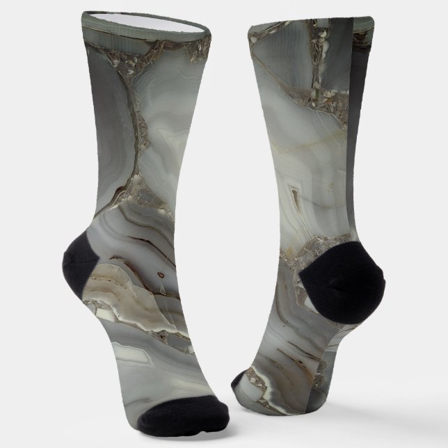 Chaussette Marbre Gris avec Veine d'Or (Angulaire)
