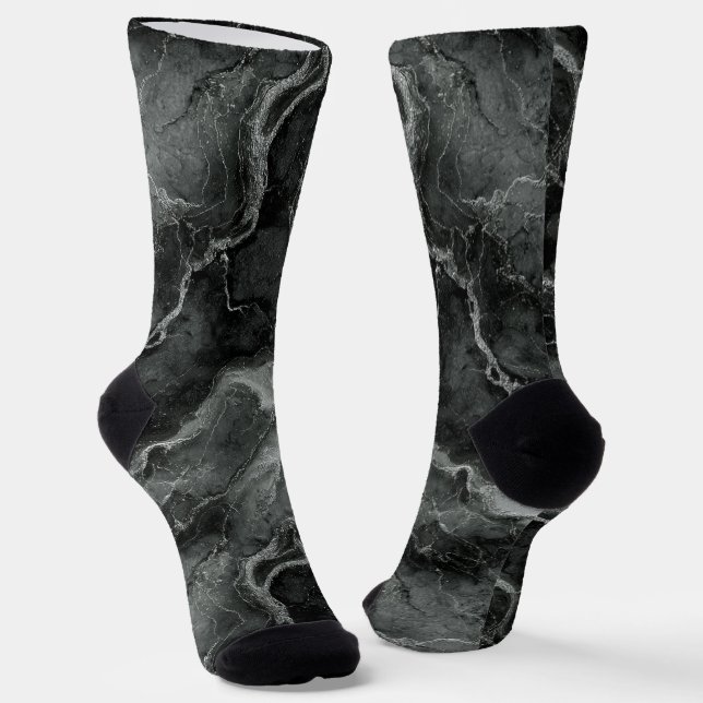 Chaussette Marbre gris-noir palette monochrome (Angulaire)