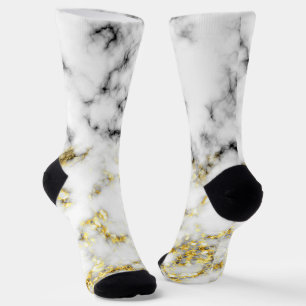 Chaussette Marbre noir et blanc paillettes dorées scintillant