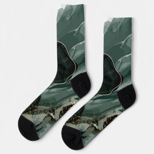 Chaussette Marbre vert émeraude et or, Arrière - plan marbré