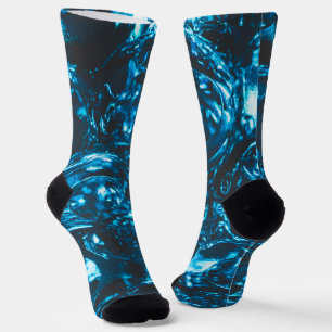 Chaussette Marbres d'eau bleu brillant cool abstrait