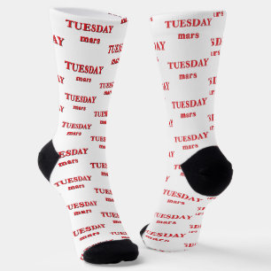 Chaussette Mardi Mars Jours de la Semaine Astrologie en Rouge