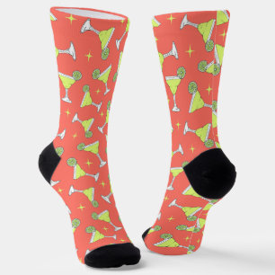 Chaussette Margarita Rétro Cocktails Motif Corail Rose